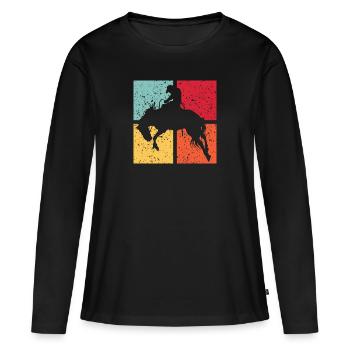 Westernreiten Westernpferd Westernreiter Rodeo - Frauen Premium Bio Langarmshirt - Schwarz - Vorne - Julia (174cm)