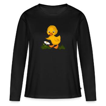 Baby Chick - Canard - T-shirt manches longues Premium bio Femme - noir - Devant - Julia (174cm)