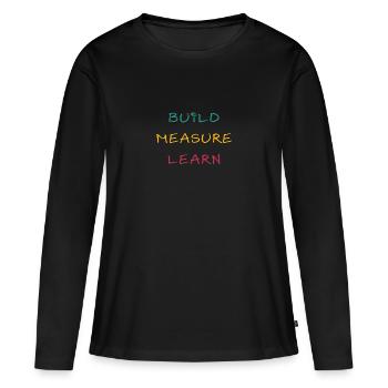 Construire Mesurer Apprendre - T-shirt manches longues Premium bio Femme - noir - Devant - Julia (174cm)