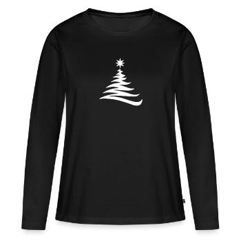 Sapin de noël sapin noël - T-shirt manches longues Premium bio Femme - noir - Devant - Julia (174cm)