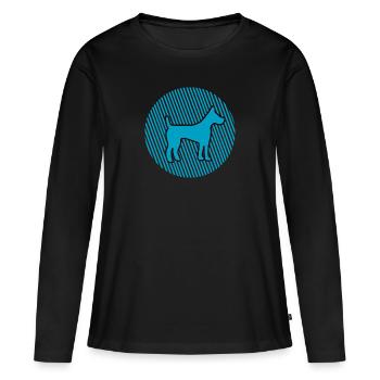 Dog Hund - Frauen Premium Bio Langarmshirt - Schwarz - Vorne - Julia (174cm)