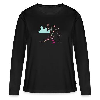 tour Eiffel - T-shirt manches longues Premium bio Femme - noir - Devant - Julia (174cm)