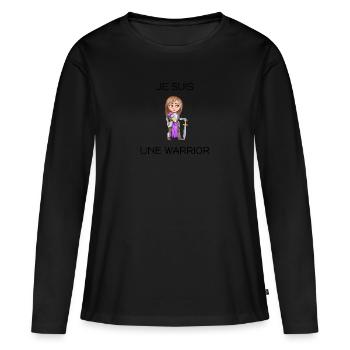 Je suis une warrior - T-shirt manches longues Premium bio Femme - noir - Devant - Julia (174cm)