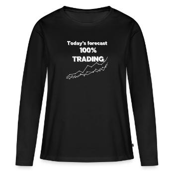 Today's forecast 100% trading - T-shirt manches longues Premium bio Femme - noir - Devant - Julia (174cm)