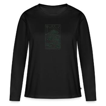 japanische Berglandschaft - Frauen Premium Bio Langarmshirt - Schwarz - Vorne - Julia (174cm)