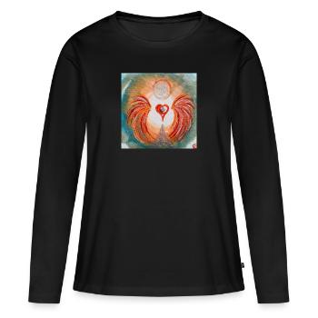 Coeur ange de la volonté - T-shirt manches longues Premium bio Femme - noir - Devant - Julia (174cm)