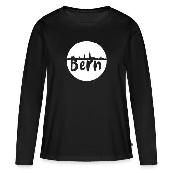 bern, skyline, kreis, scherenschnitt, weiss - Frauen Premium Bio Langarmshirt - Schwarz - Vorne - Julia (174cm)