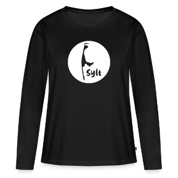 sylt ,blanc, île, logo, cercle - T-shirt manches longues Premium bio Femme - noir - Devant - Julia (174cm)