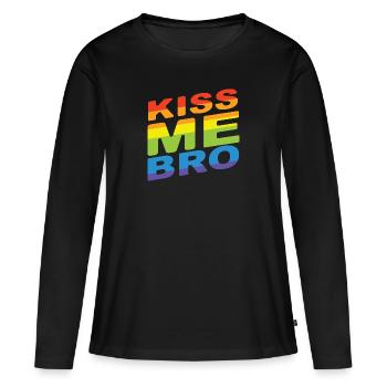 Kiss Me Bro - T-shirt manches longues Premium bio Femme - noir - Devant - Julia (174cm)