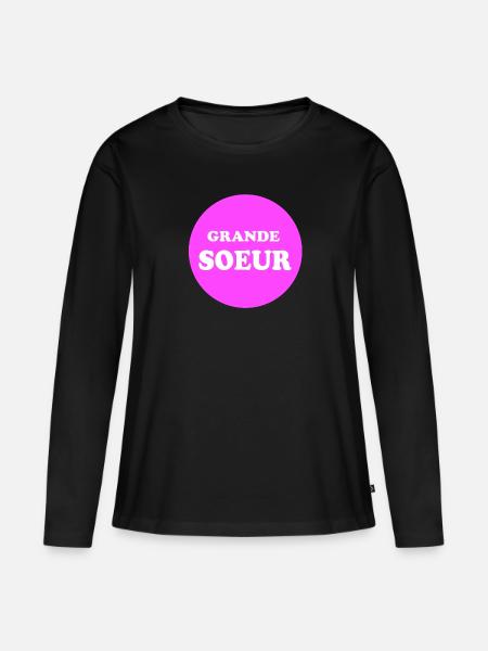 GROßE SCHWESTER - Frauen Premium Bio Langarmshirt - Schwarz