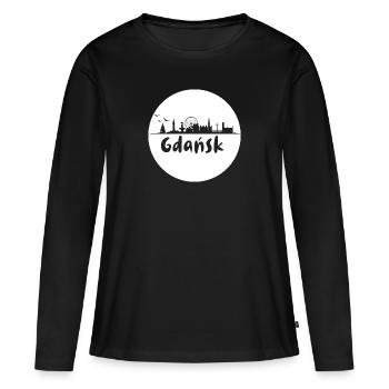 Gdansk,skyline, blanc,coupe à ciseaux,cercle,logo - T-shirt manches longues Premium bio Femme - noir - Devant - Julia (174cm)