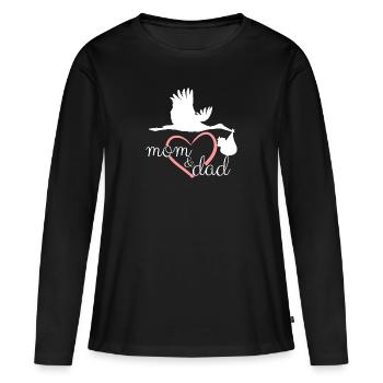 Mom and dad Mama und Papa parents Eltern - Women's Premium Organic Long Sleeve Shirt - black - Front - Julia (174cm)