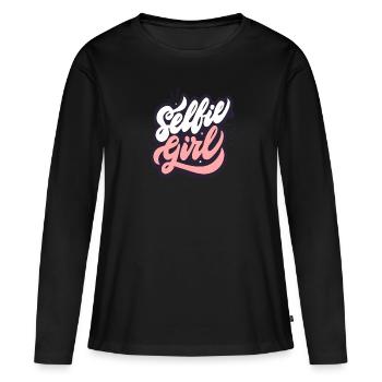 Fille de selfie - T-shirt manches longues Premium bio Femme - noir - Devant - Julia (174cm)