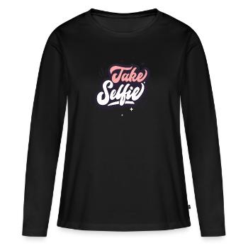 Un selfie de plus - T-shirt manches longues Premium bio Femme - noir - Devant - Julia (174cm)