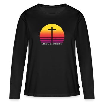 Jésus-Christ - T-shirt manches longues Premium bio Femme - noir - Devant - Julia (174cm)