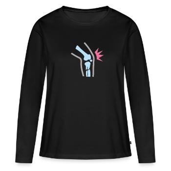 Douleur au genou - T-shirt manches longues Premium bio Femme - noir - Devant - Julia (174cm)