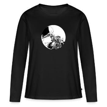 Chargeuse sur pneus - T-shirt manches longues Premium bio Femme - noir - Devant - Julia (174cm)