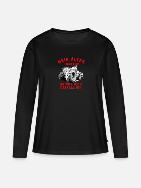 Traktor - Frauen Premium Bio Langarmshirt - Schwarz