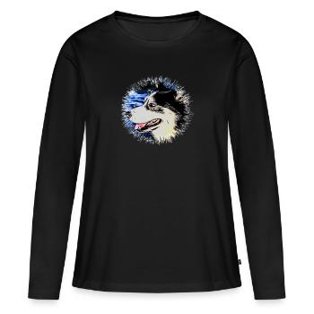Husky - T-shirt manches longues Premium bio Femme - noir - Devant - Julia (174cm)