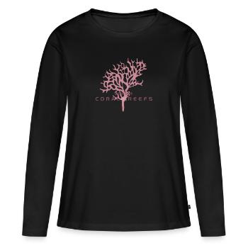 Coral - Women's Premium Organic Long Sleeve Shirt - black - Front - Julia (174cm)