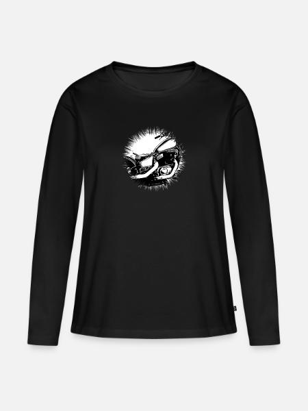 Motorrad - Frauen Premium Bio Langarmshirt - Schwarz