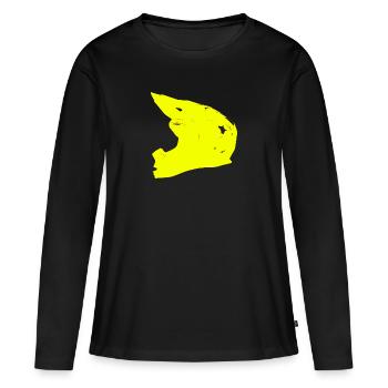 Casque jaune - T-shirt manches longues Premium bio Femme - noir - Devant - Julia (174cm)