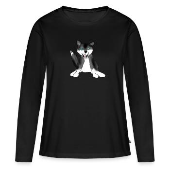 Husky - T-shirt manches longues Premium bio Femme - noir - Devant - Julia (174cm)