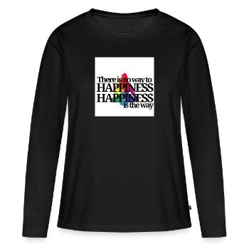 HAPPINESS Shiva - T-shirt manches longues Premium bio Femme - noir - Devant - Julia (174cm)