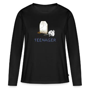 L’ADOLESCENTE - T-shirt manches longues Premium bio Femme - noir - Devant - Julia (174cm)