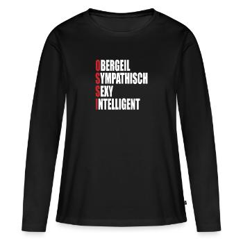 Ossi Geschenk DDR Ostdeutschland Generation - Frauen Premium Bio Langarmshirt - Schwarz - Vorne - Julia (174cm)