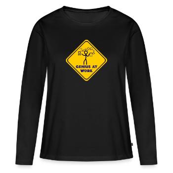 Le génie domine le Caos - T-shirt manches longues Premium bio Femme - noir - Devant - Julia (174cm)