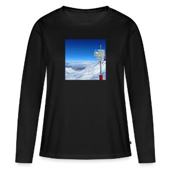 Alps route - Women's Premium Organic Long Sleeve Shirt - black - Front - Julia (174cm)