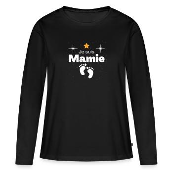 Mamie, Mamie, Je suis mamie - T-shirt manches longues Premium bio Femme - noir - Devant - Julia (174cm)
