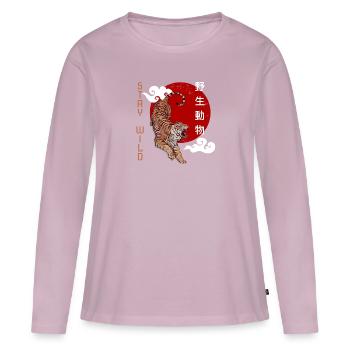 Japanischer Tiger, Brüll des Tigers - Frauen Premium Bio Langarmshirt - Altrosa - Vorne - Julia (174cm)