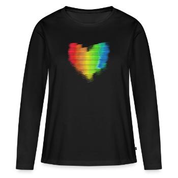 coeur, arc-en-ciel, peinture,coloré,flou - T-shirt manches longues Premium bio Femme - noir - Devant - Julia (174cm)