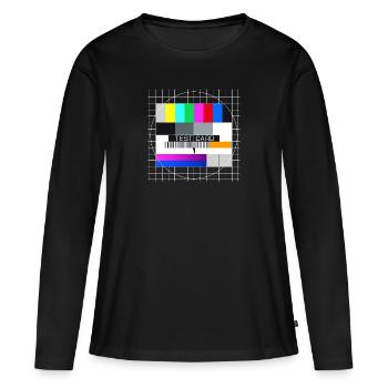Testbild Fernsehen Bildschirm Sendeschluss Display - Frauen Premium Bio Langarmshirt - Schwarz - Vorne - Julia (174cm)