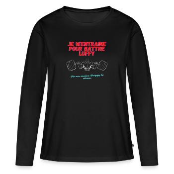 Je m'entraine pour battre Luffy ou au moins Buggy - T-shirt manches longues Premium bio Femme - noir - Devant - Julia (174cm)