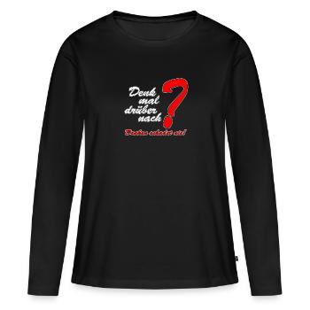 Denken schadet nie - Frauen Premium Bio Langarmshirt - Schwarz - Vorne - Julia (174cm)