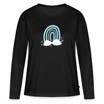 Arc-en-ciel bleu hiver amical - T-shirt manches longues Premium bio Femme - noir - Devant - Julia (174cm)