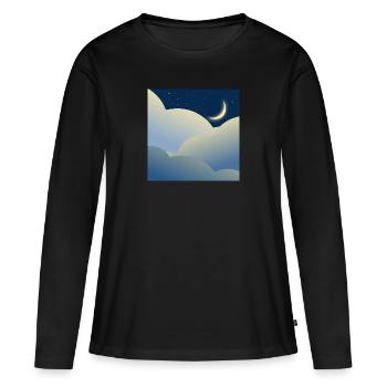 Ciel nocturne avec lune - T-shirt manches longues Premium bio Femme - noir - Devant - Julia (174cm)