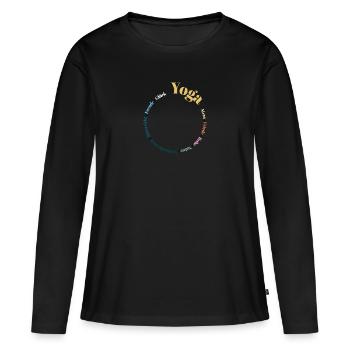 Yoga Kreis bunt - Frauen Premium Bio Langarmshirt - Schwarz - Vorne - Julia (174cm)