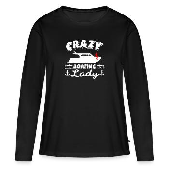 Boot - Frauen Premium Bio Langarmshirt - Schwarz - Vorne - Julia (174cm)