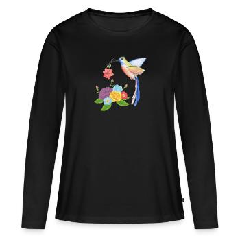 Kolibri-Nest - Frauen Premium Bio Langarmshirt - Schwarz - Vorne - Julia (174cm)