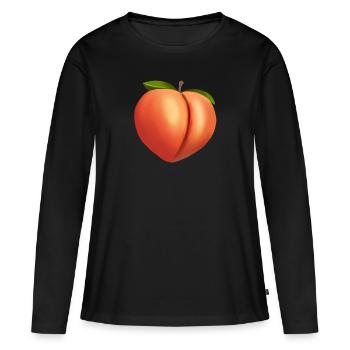 Peach Emoji Fruit Sweet Juicy Fruit Fun - T-shirt manches longues Premium bio Femme - noir - Devant - Julia (174cm)