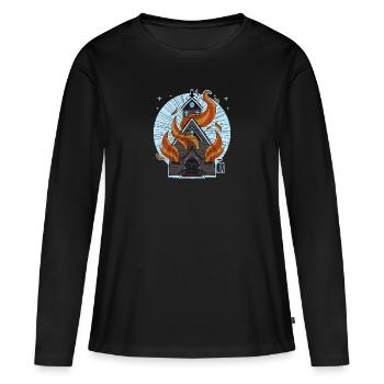 Burning Church black metal Antéchrist Satan - T-shirt manches longues Premium bio Femme - noir - Devant - Julia (174cm)