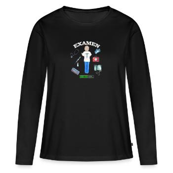 Examen Pflegekraft Pflege Ausbildung Shirt - Frauen Premium Bio Langarmshirt - Schwarz - Vorne - Julia (174cm)