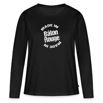 Hergestellt in Baton Rouge blc - Frauen Premium Bio Langarmshirt - Schwarz - Vorne - Julia (174cm)