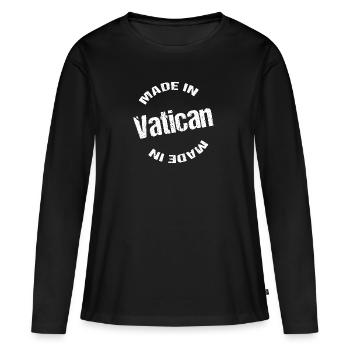 Made in Vatican blanc - T-shirt manches longues Premium bio Femme - noir - Devant - Julia (174cm)