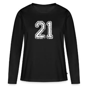 21 sport jersey number, jersey, 21 back number - Women's Premium Organic Long Sleeve Shirt - black - Front - Julia (174cm)