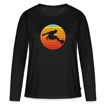Saut en longueur Triple saut En longueur Instructeur de sports - T-shirt manches longues Premium bio Femme - noir - Devant - Julia (174cm)